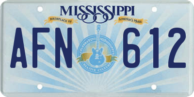 MS license plate AFN612