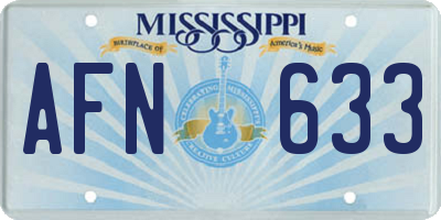MS license plate AFN633