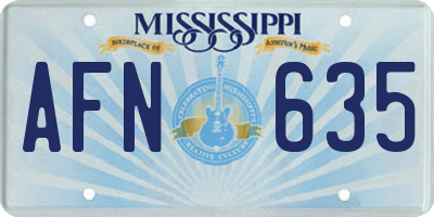 MS license plate AFN635