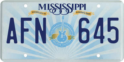 MS license plate AFN645