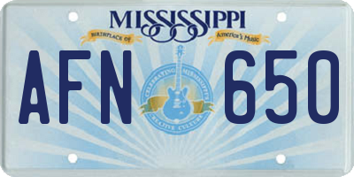 MS license plate AFN650