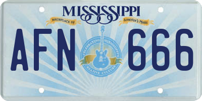 MS license plate AFN666