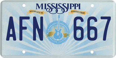 MS license plate AFN667