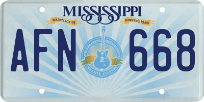 MS license plate AFN668