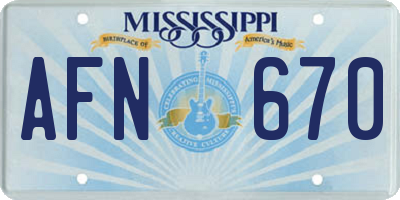 MS license plate AFN670