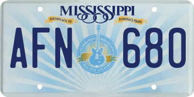 MS license plate AFN680