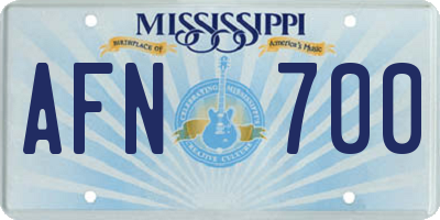 MS license plate AFN700