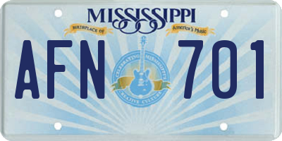 MS license plate AFN701