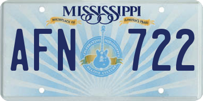 MS license plate AFN722