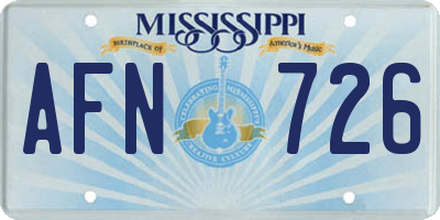 MS license plate AFN726