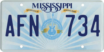 MS license plate AFN734