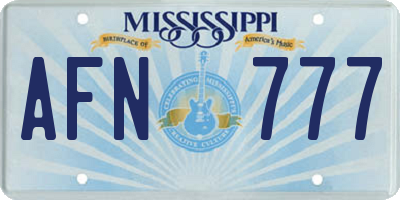 MS license plate AFN777