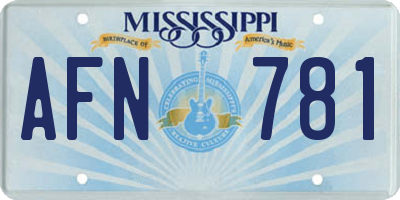 MS license plate AFN781