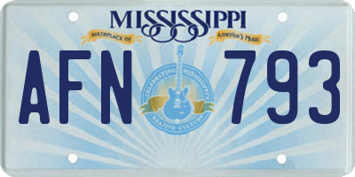 MS license plate AFN793