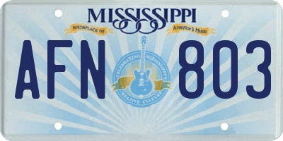 MS license plate AFN803