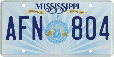 MS license plate AFN804