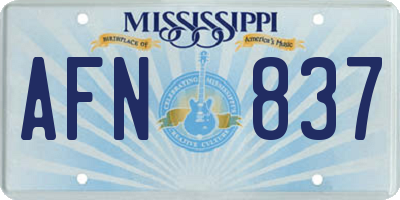 MS license plate AFN837