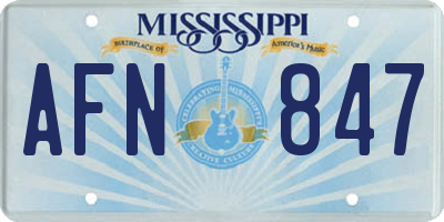 MS license plate AFN847