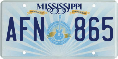 MS license plate AFN865