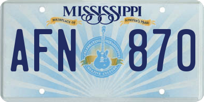 MS license plate AFN870