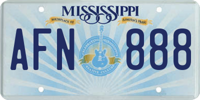 MS license plate AFN888