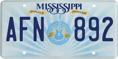 MS license plate AFN892