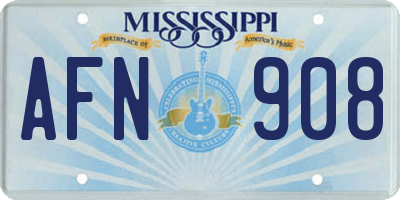 MS license plate AFN908