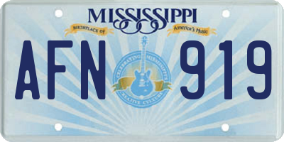MS license plate AFN919