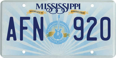 MS license plate AFN920