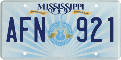 MS license plate AFN921
