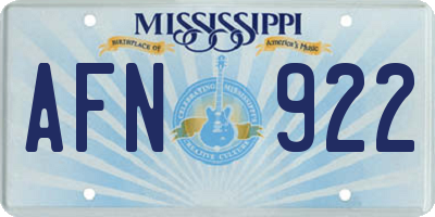 MS license plate AFN922