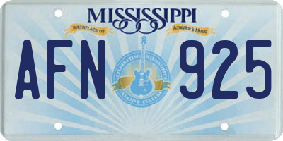 MS license plate AFN925