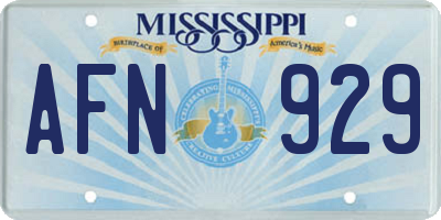 MS license plate AFN929