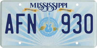 MS license plate AFN930