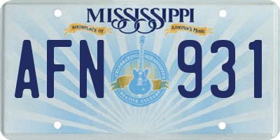 MS license plate AFN931