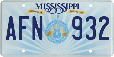 MS license plate AFN932