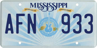 MS license plate AFN933