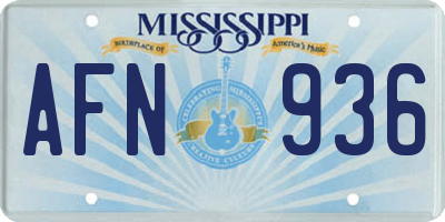 MS license plate AFN936
