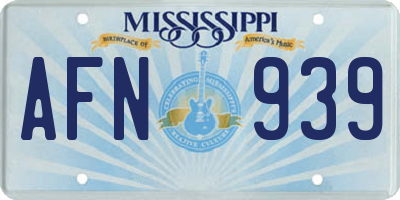 MS license plate AFN939