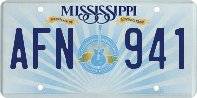 MS license plate AFN941
