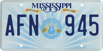 MS license plate AFN945