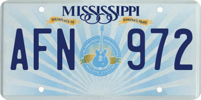 MS license plate AFN972