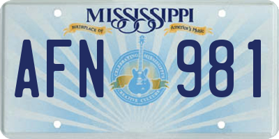 MS license plate AFN981