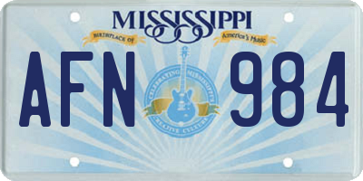 MS license plate AFN984