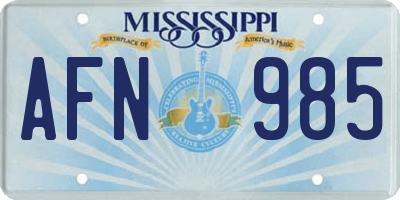 MS license plate AFN985