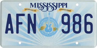 MS license plate AFN986