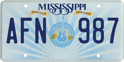 MS license plate AFN987