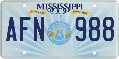MS license plate AFN988