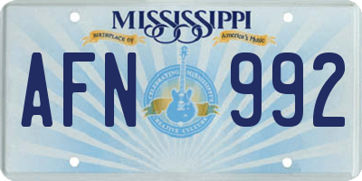 MS license plate AFN992
