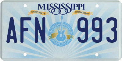 MS license plate AFN993
